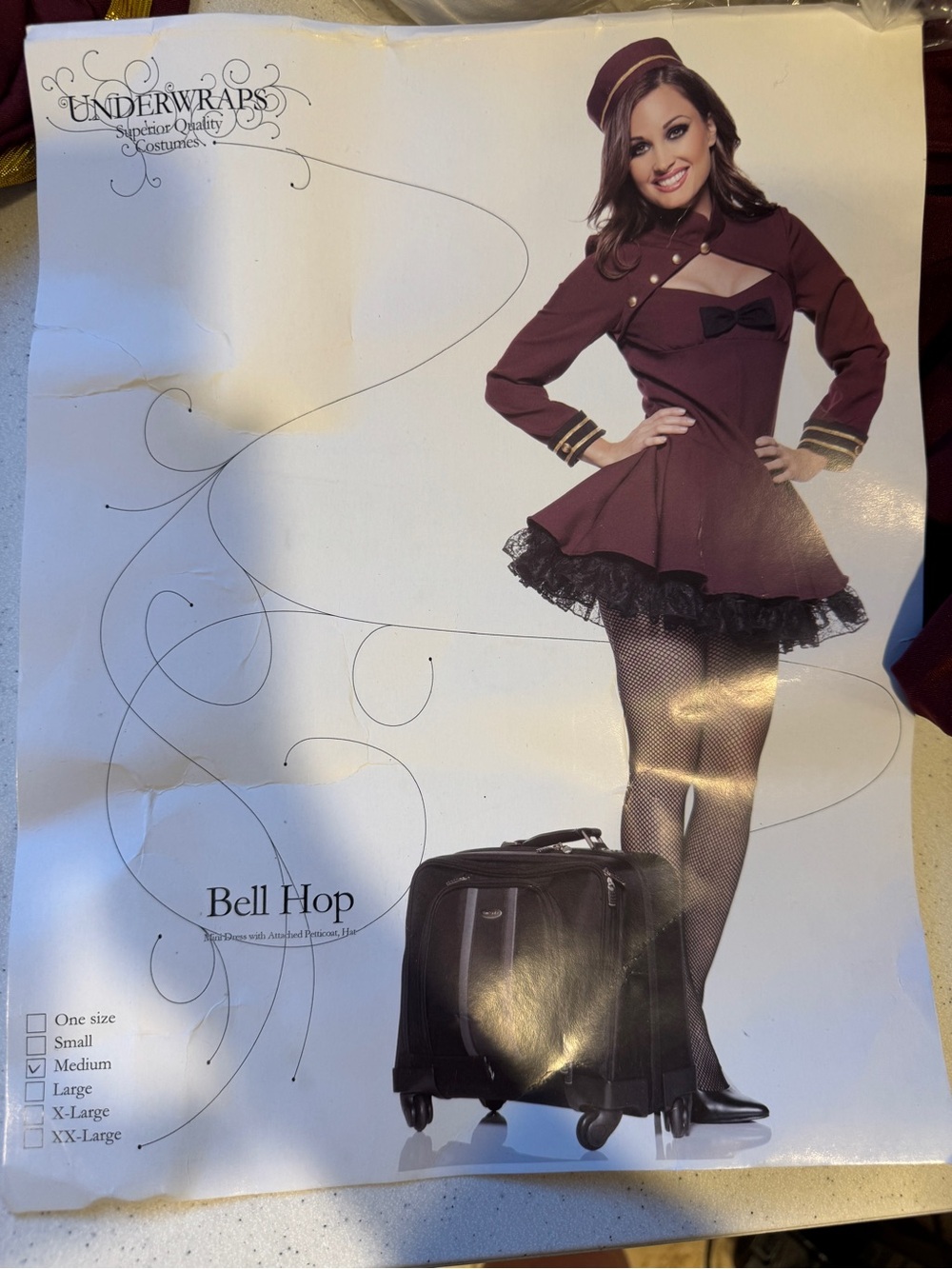 Authentic Halloween costume - Women's Burgundy Bell Hop costume - Picture 2 of 12